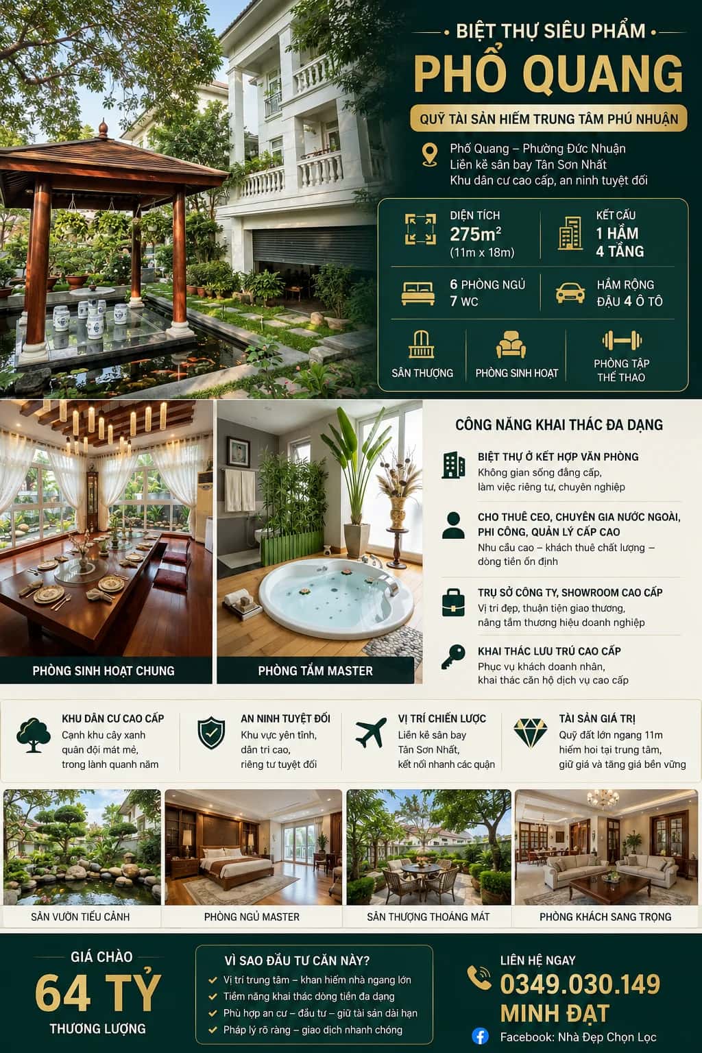 Bán nhà mặt tiền Phổ Quang Phú Nhuận, Ho Chi Minh City – 6 phòng ngủ, giá 64 tỷ