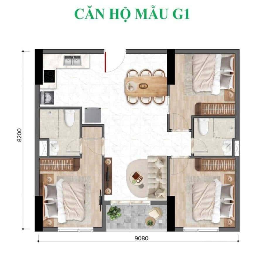 Bán căn hộ chung cư Quốc Lộ 13 Thành phố Thuận An, Bình Dương – 3 phòng ngủ, giá 4.1 tỷ