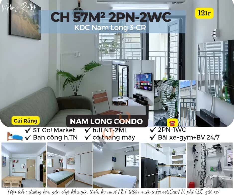 Cho thuê căn hộ chung cư Tân Thới Nhất 17 Cái Răng, TP.HCM – 2 phòng ngủ, giá 12 triệu