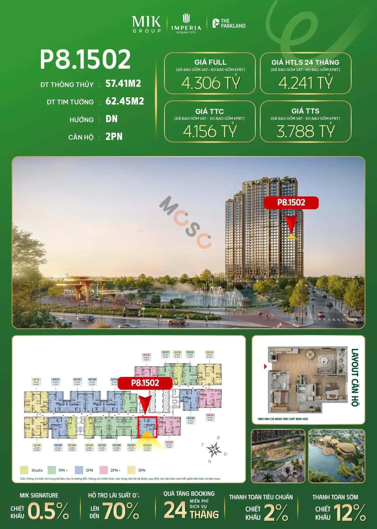 Bán căn hộ chung cư Đường Chà là, Đảo dừa dự án Vinhomes Ocean Park 2 Huyện Văn Giang, Hưng Yên – 2 phòng ngủ, giá 3.8 tỷ — Hình 2