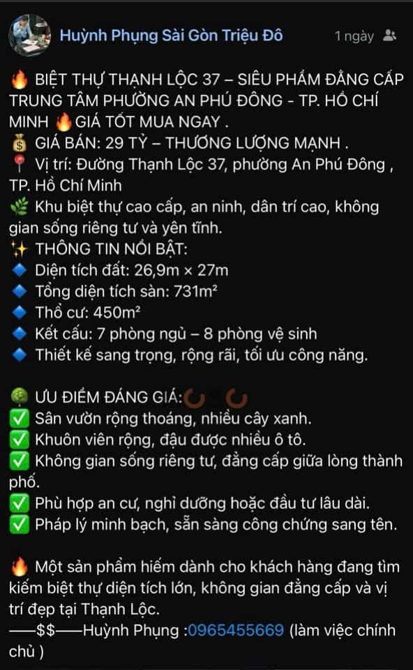 Bán nhà mặt tiền Thạnh Lộc 37  Quận 12, TP.HCM – 8 phòng ngủ, giá 29 tỷ — Hình 3