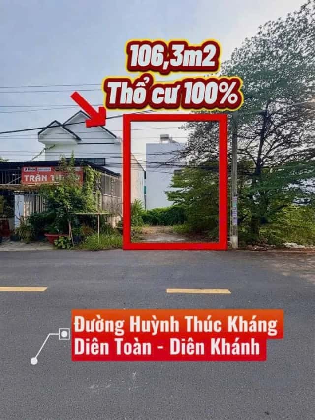 Bán đất đường Huỳnh Thúc Kháng Huyện Diên Khánh, Khánh Hòa – giá 2.6 tỷ