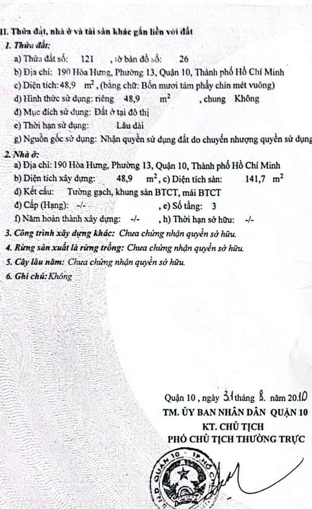 Bán nhà mặt tiền Hòa Hưng Quận 10, TP.HCM – giá 16 tỷ