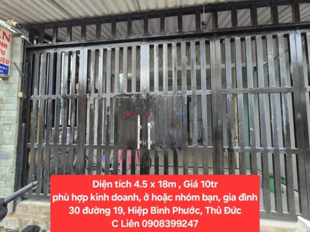 Cho thuê nhà mặt tiền Đường số 19 Thủ Đức, TP.HCM – giá 10 triệu