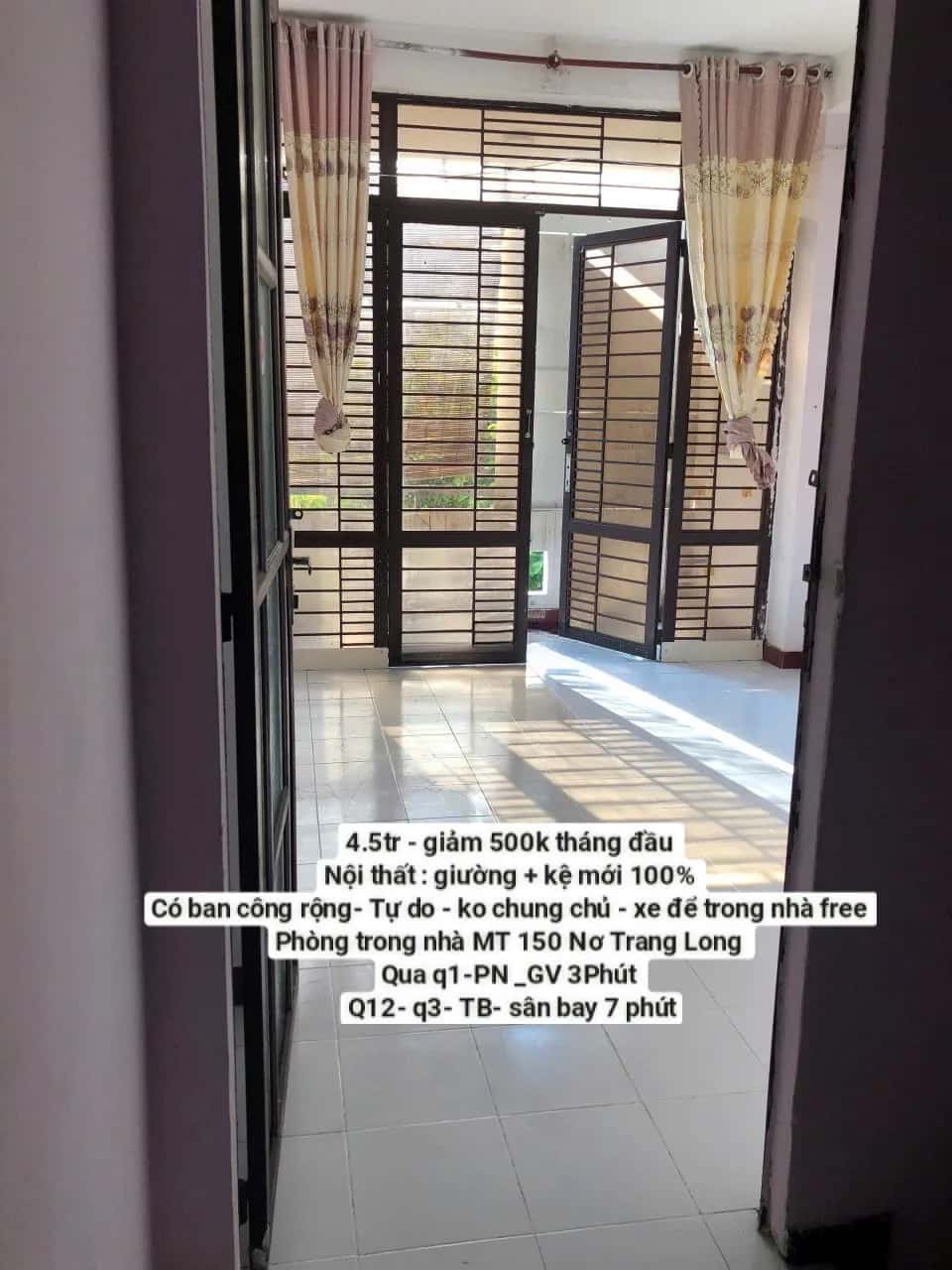 Cho thuê phòng trọ Nơ Trang Long Quận Bình Thạnh, TP.HCM – 1 phòng ngủ, giá 3 triệu