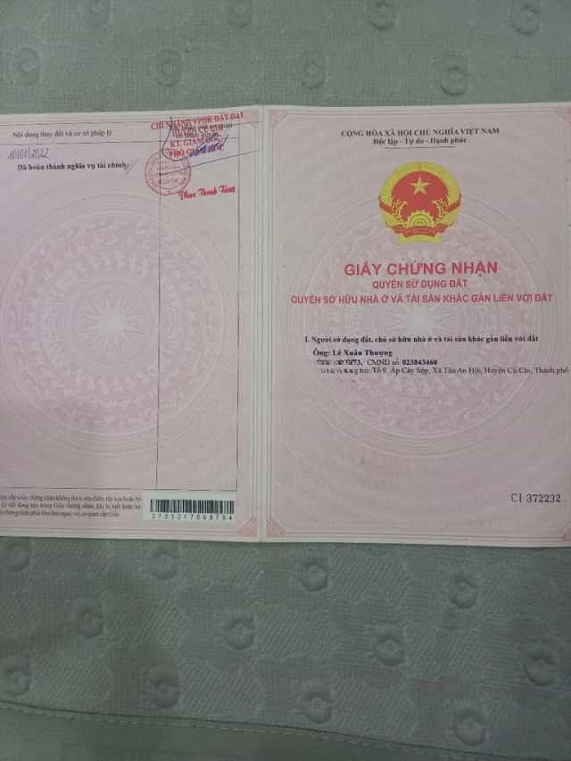 Bán đất Hương lộ 2 Huyện Củ Chi, TP.HCM – giá 3 tỷ