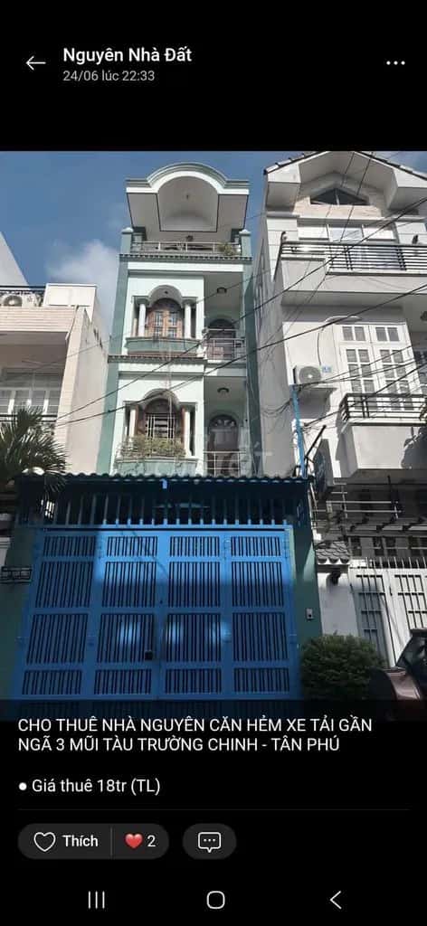 Cho thuê nhà mặt tiền Đường Tây Thạnh Tân Phú, TP.HCM – 4 phòng ngủ, giá 18 triệu