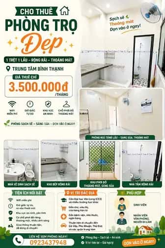 Cho thuê phòng trọ Đường Phạm Văn Đồng Quận Bình Thạnh, TP.HCM – giá 3.5 triệu