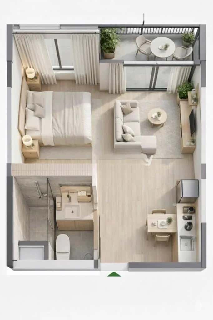 Cho thuê căn hộ chung cư Đường Bát Tràng Huyện Gia Lâm, Hà Nội – 1 phòng ngủ, giá 6.5 triệu