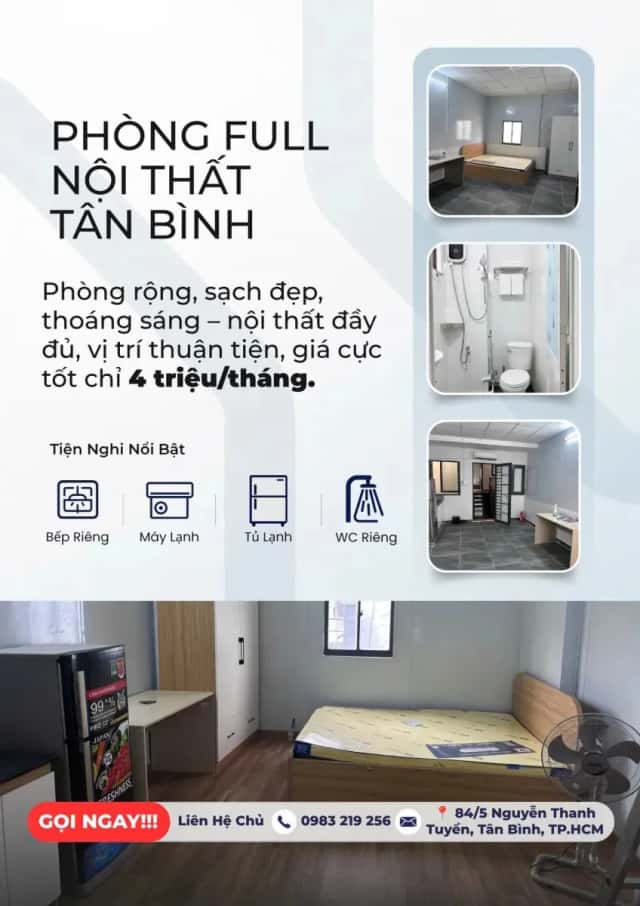 Cho thuê phòng trọ Đường Nguyễn Thanh Tuyền Tân Bình, TP.HCM – 1 phòng ngủ, giá 4 triệu Cho thuê phòng trọ Đường Nguyễn Thanh Tuyền Tân Bình, TP.HCM – 1 phòng ngủ, giá 4 triệu