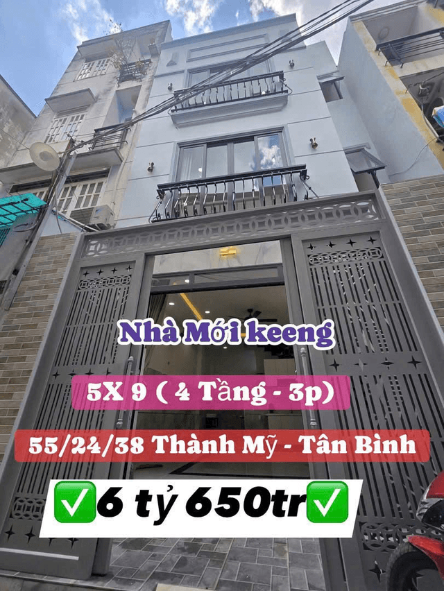 Bán nhà hẻm Thành Mỹ Quận Tân Bình, TP.HCM – 3 phòng ngủ, giá 6.7 tỷ