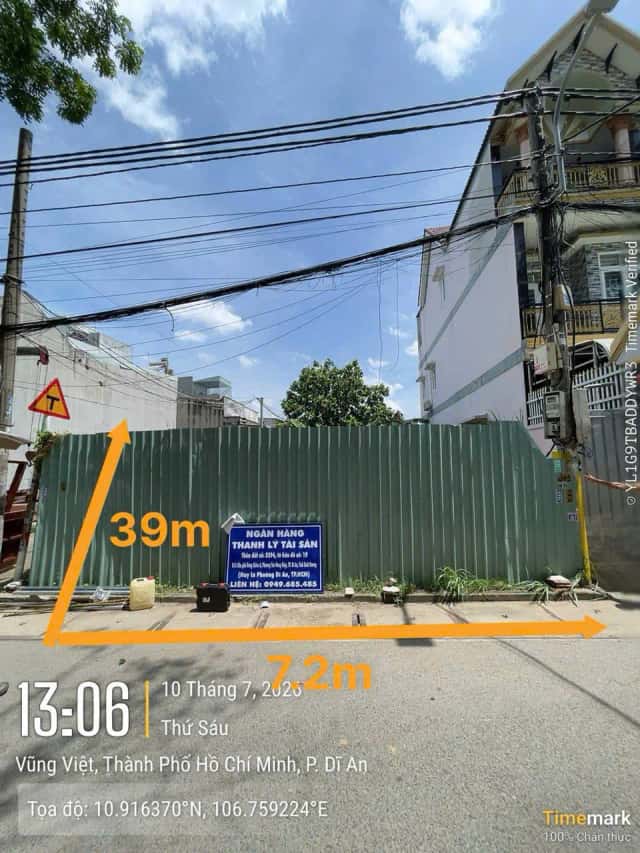 Bán đất Vũng Việt Thị xã Dĩ An, Bình Dương – giá 5.8 tỷ