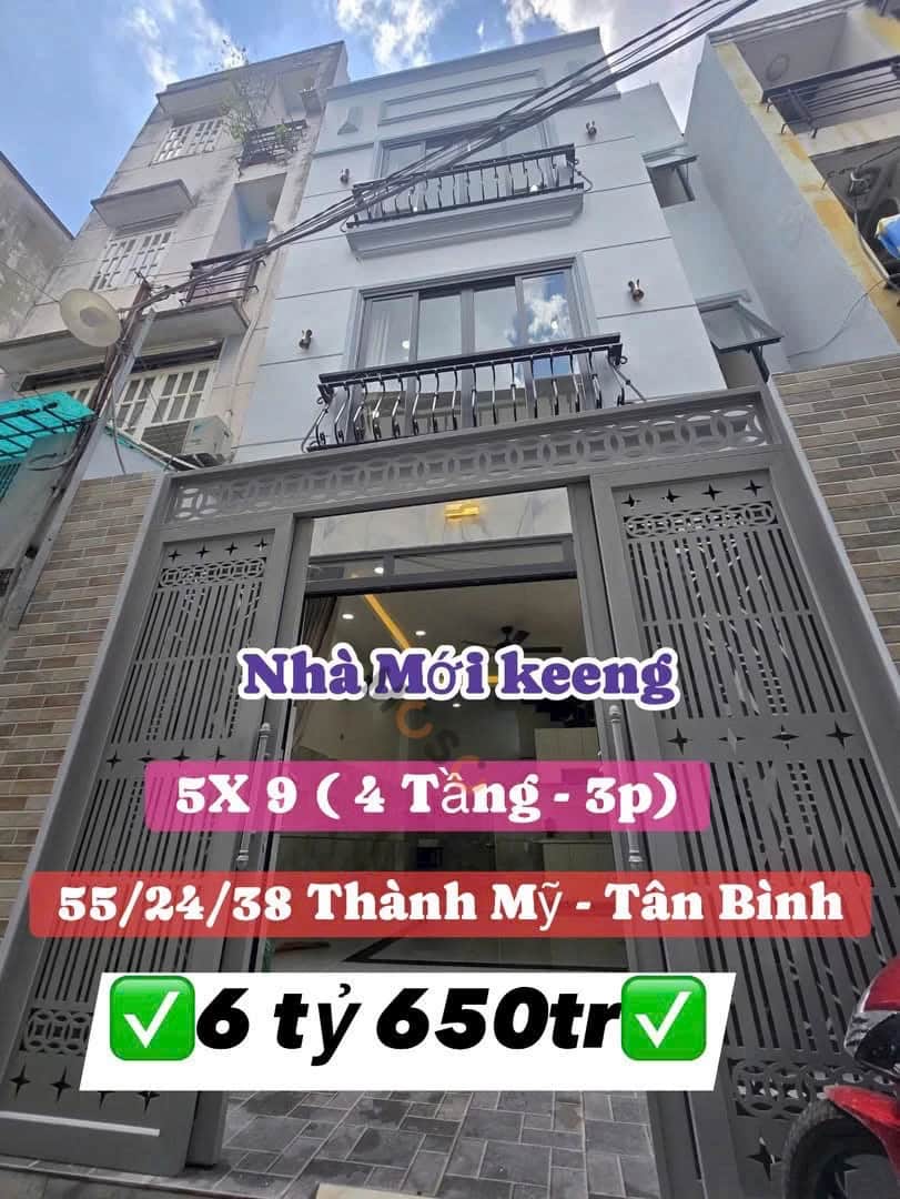 Bán nhà hẻm Thành Mỹ Quận Tân Bình, TP.HCM – 3 phòng ngủ, giá 6.7 tỷ