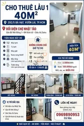 Cho thuê BĐS khác Đường Nguyễn Tri Phương Quận 10, TP.HCM – giá 6.3 triệu