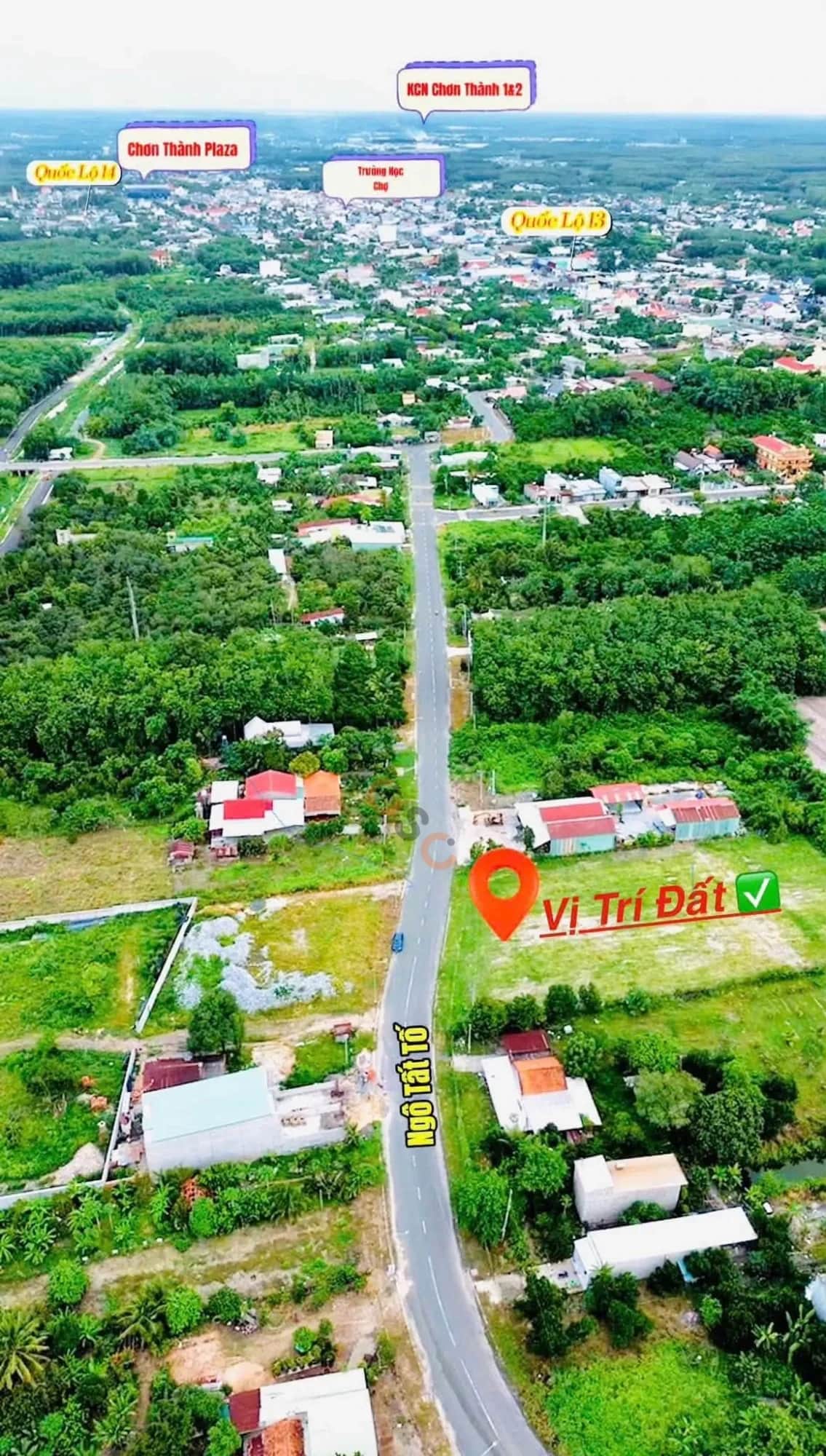 Bán đất Ngô Tất Tố  Thị xã Chơn Thành, Bình Phước – giá 1.1 tỷ