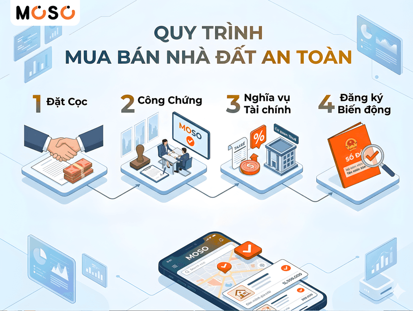 Quy trình 4 bước mua bán nhà đất an toàn