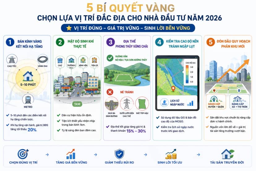5 Bí quyết vàng chọn lựa vị trí đắc địa