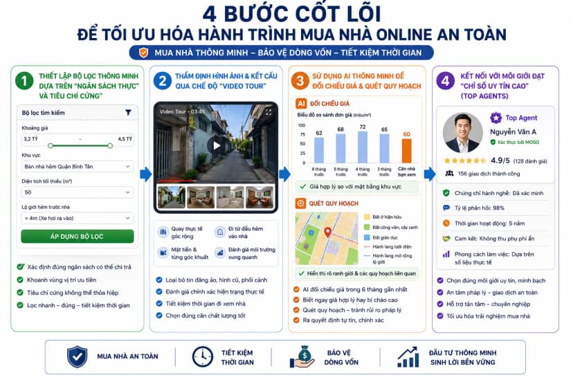 4 Bước cốt lõi để tối ưu hóa hành trình mua nhà online an toàn