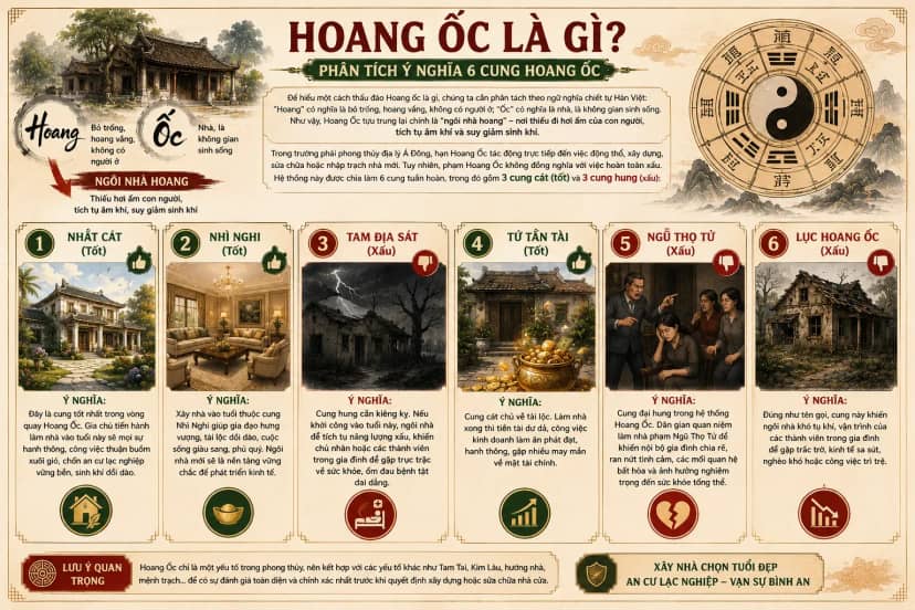 Hoang ốc là gì? Ý nghĩa 6 cung tốt xấu trong phong thủy nhà ở