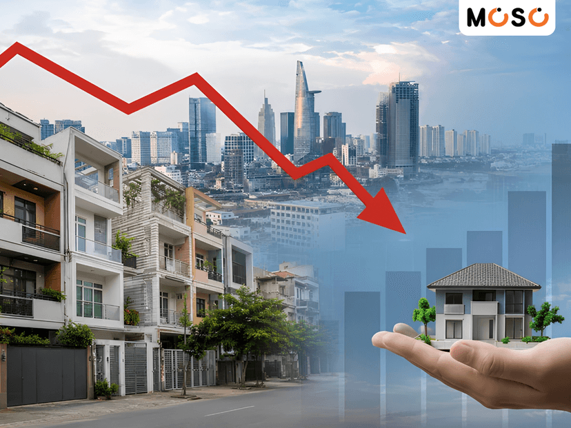 Giá nhà đất liền thô giảm giá