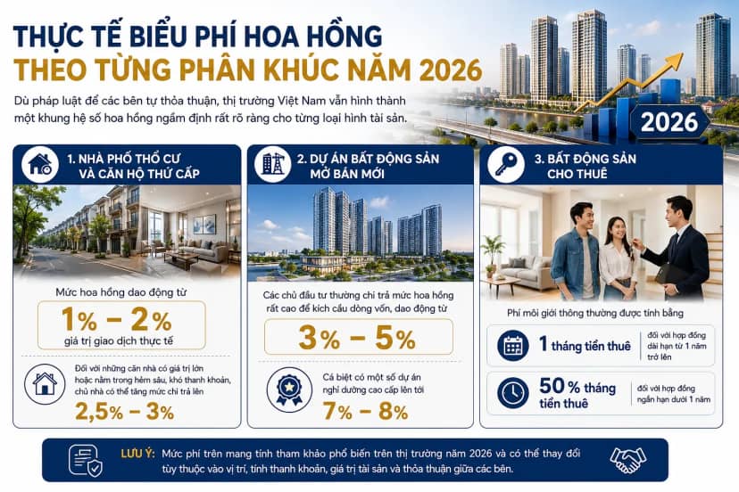Phí hoa hồng môi giới bất động sản năm 2026