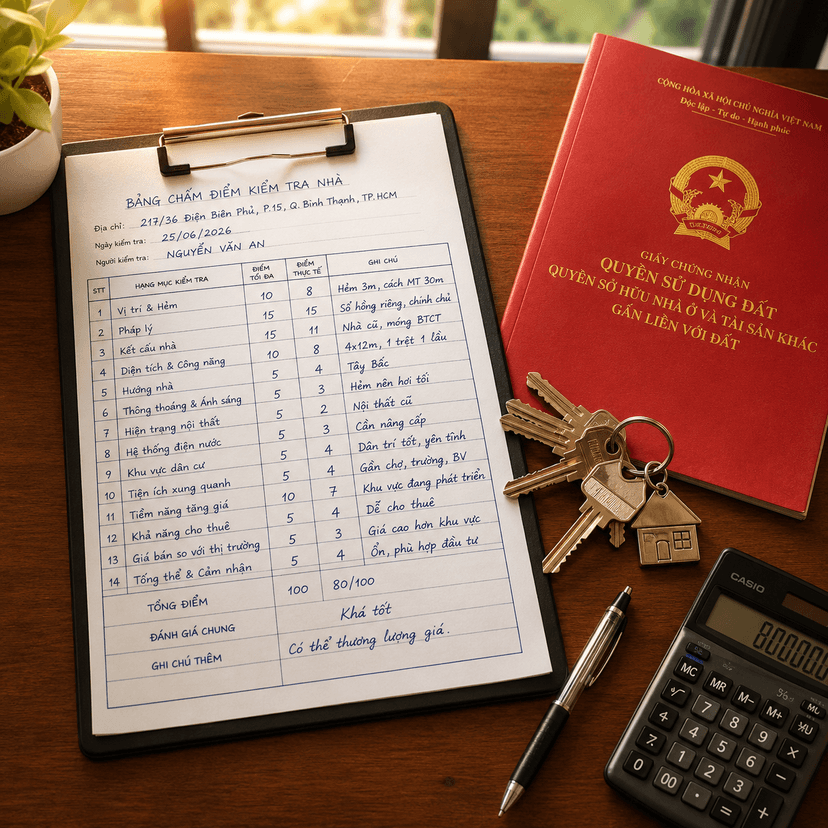 Bảng chấm điểm kiểm tra chất lượng nhà cũ trước khi xuống tiền