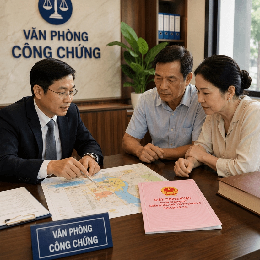 Kiểm tra pháp lý sổ hồng quy hoạch tại văn phòng công chứng