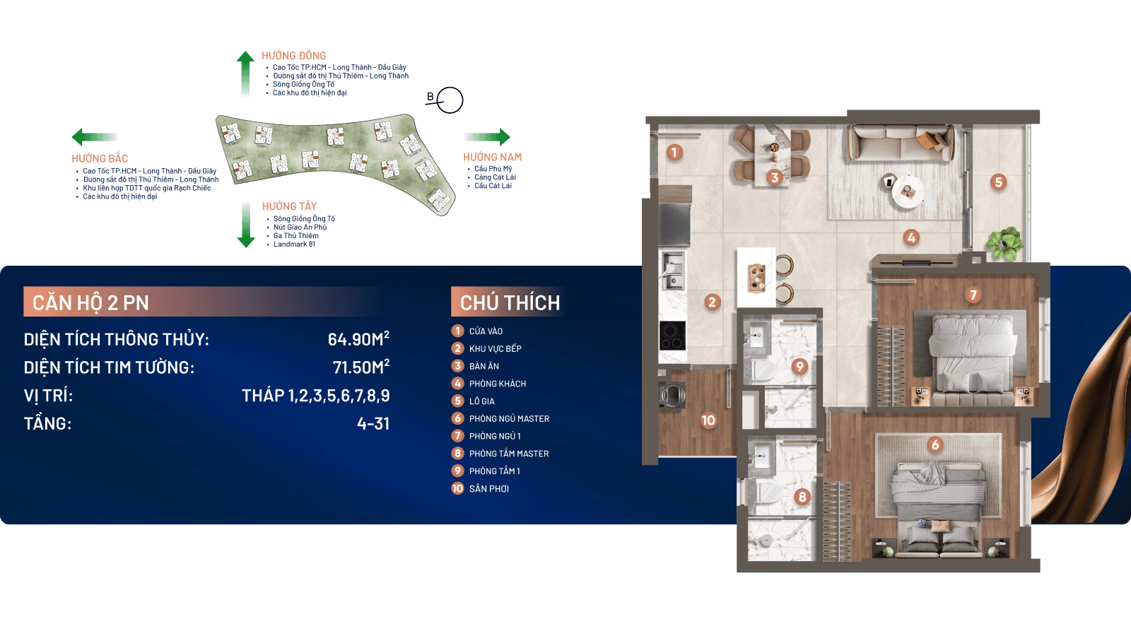 2 Phòng ngủ - Layout 1