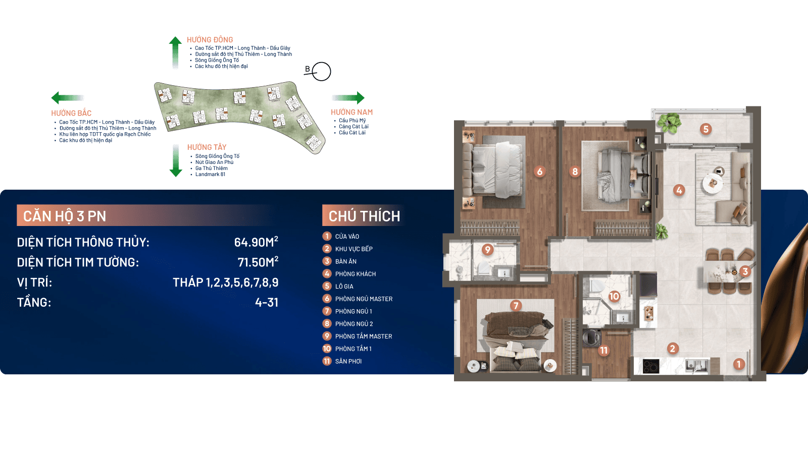 3 Phòng ngủ - Layout 1