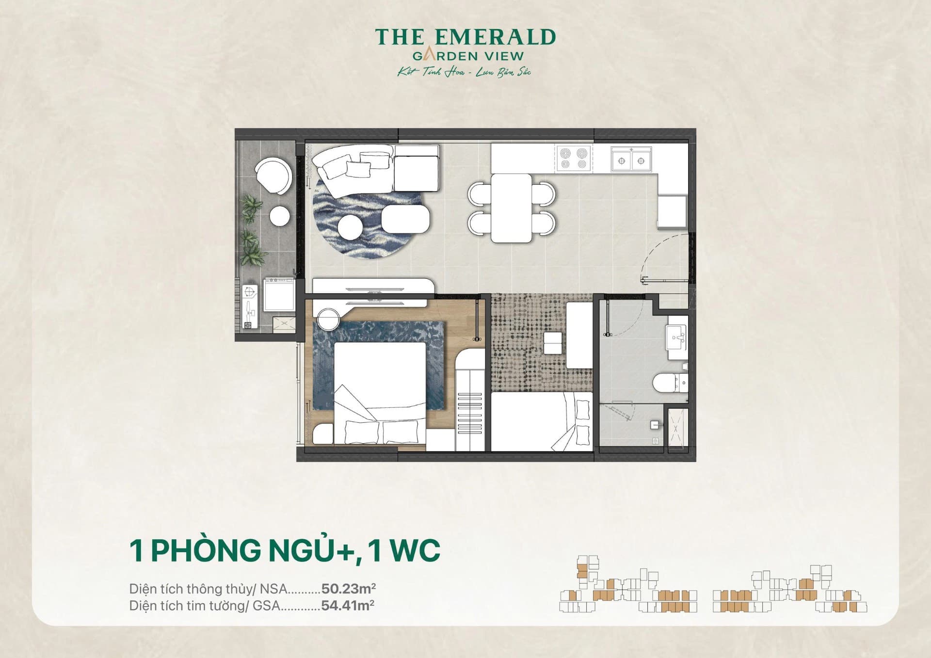 1 Phòng ngủ - Layout 1
