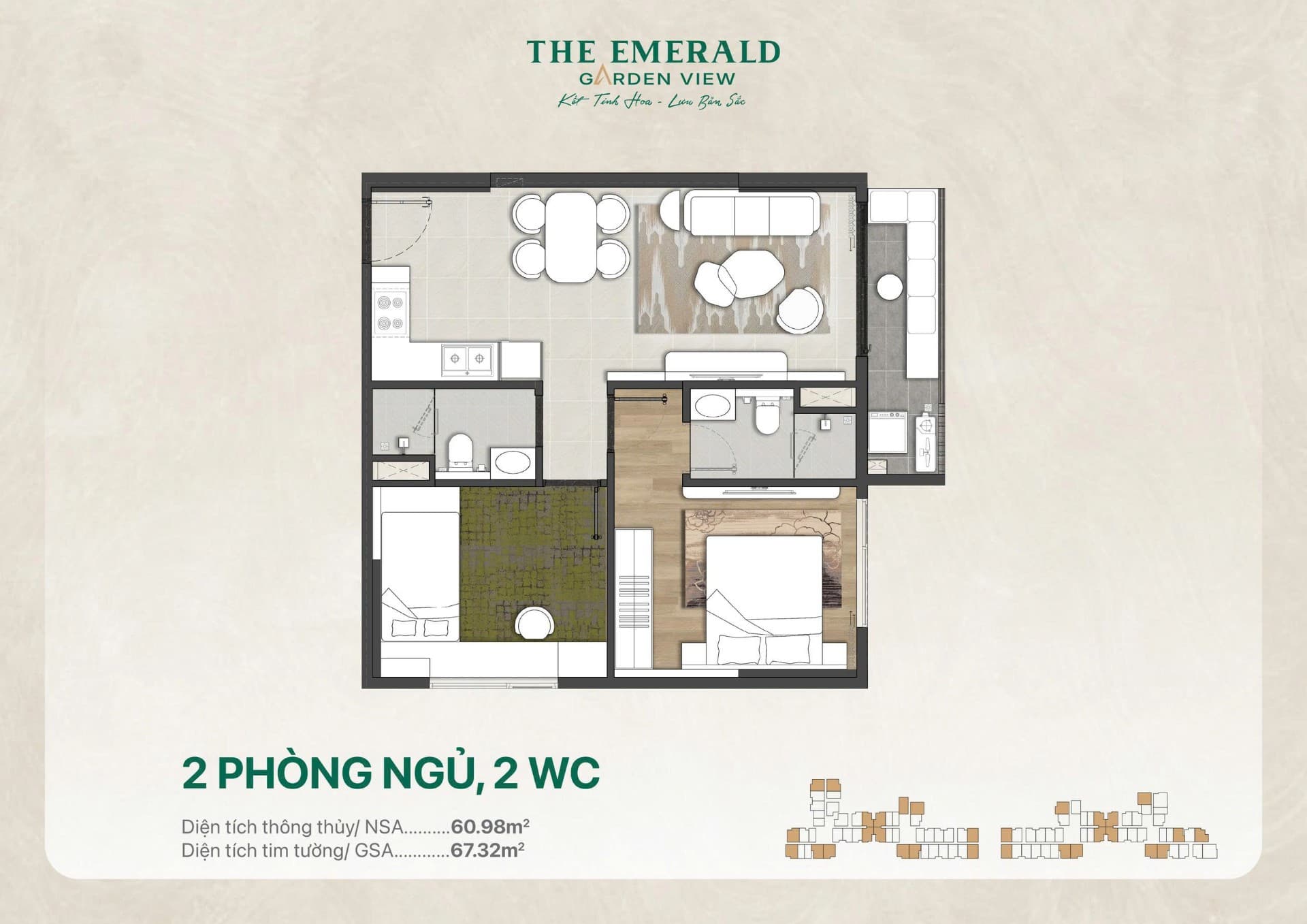 2 Phòng ngủ - Layout 1