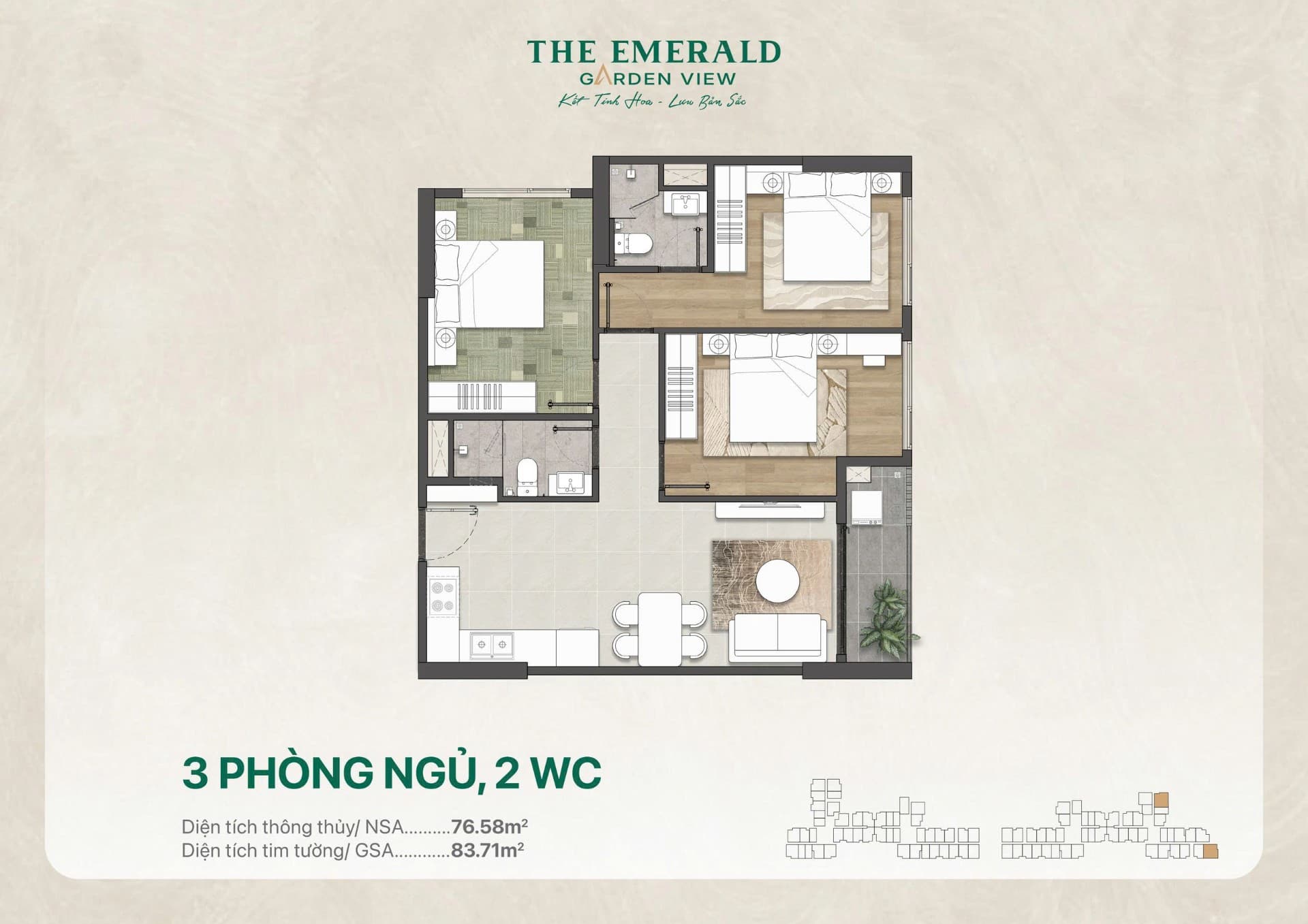 3 Phòng ngủ - Layout 1