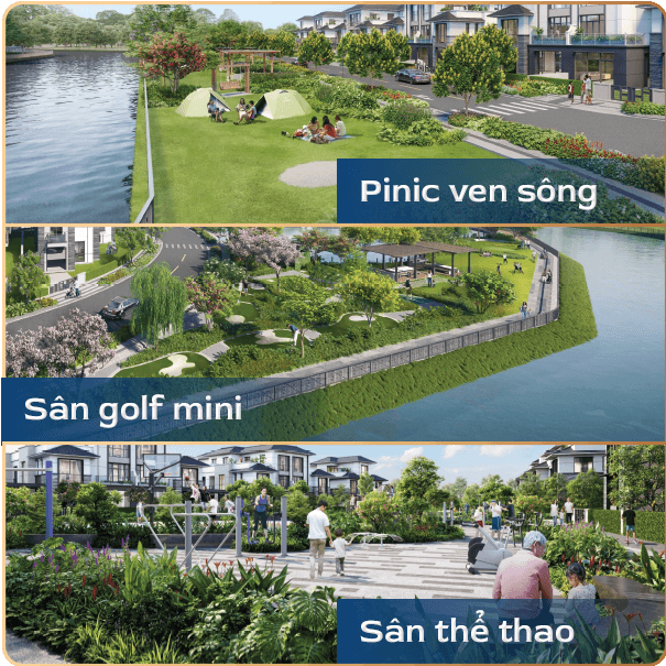 Picnic ven sông, sân golf, sân thể thao