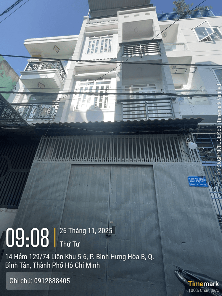 Bán - Nhà hẻm 129/74/10A đường liên khu 5 - 6, Phường Bình Hưng Hoà B, Thành phố Hồ Chí Minh