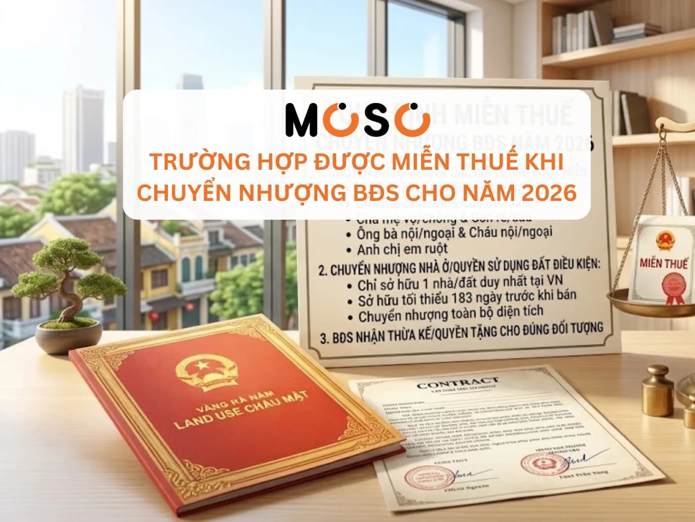Trường hợp được miễn thuế khi chuyển nhượng BĐS cho năm 2026