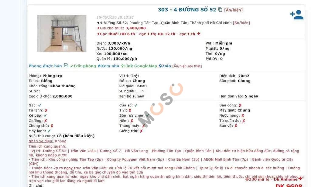 Cho thuê phòng trọ Đường số 52 Bình Tân, TP.HCM – giá 3.4 triệu Cho thuê phòng trọ Đường số 52 Bình Tân, TP.HCM – giá 3.4 triệu
