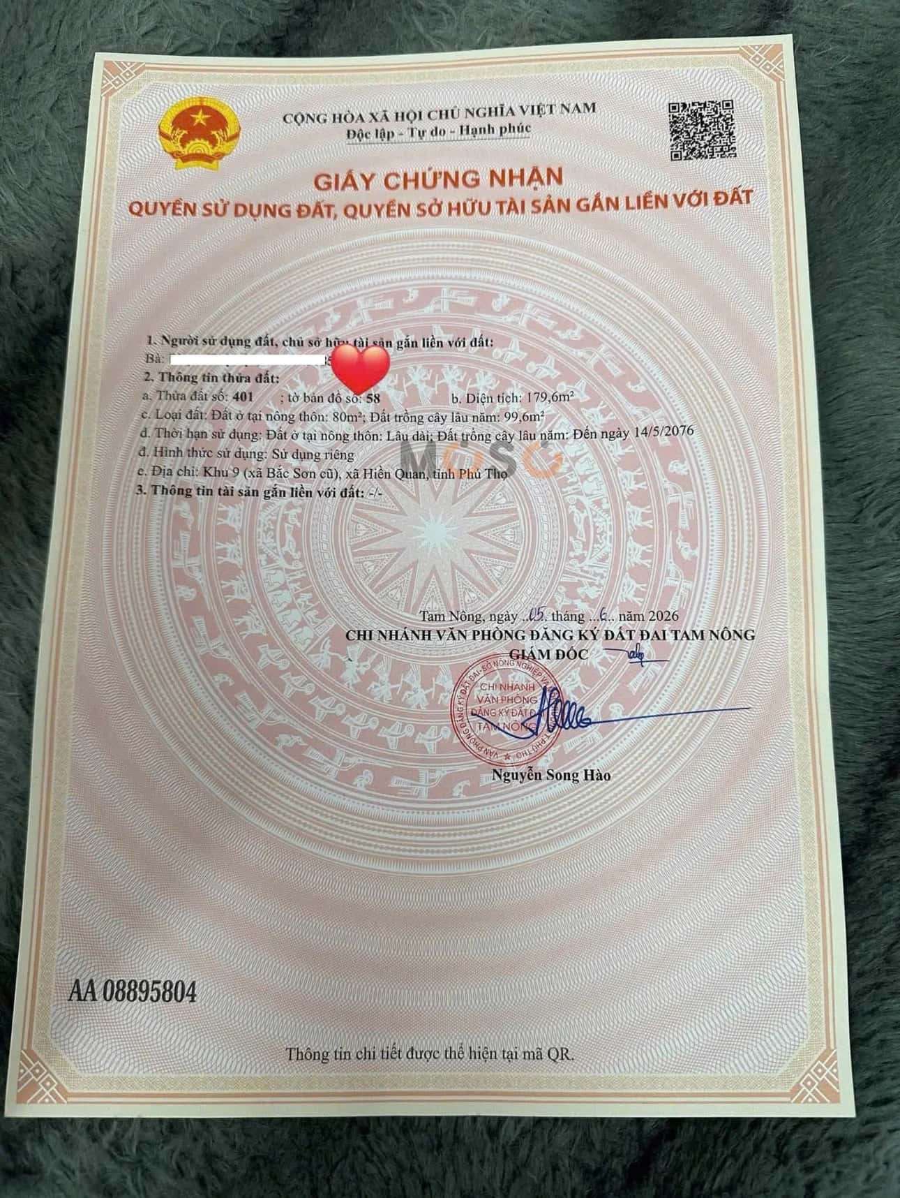 Bán đất Khu 9 Bắc Sơn Huyện Tam Nông, Phú Thọ – giá 1.2 tỷ — Hình 2 Bán đất Khu 9 Bắc Sơn Huyện Tam Nông, Phú Thọ – giá 1.2 tỷ — Hình 2