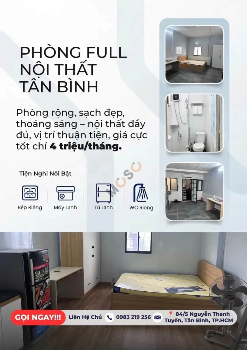 Cho thuê phòng trọ Đường Nguyễn Thanh Tuyền Tân Bình, TP.HCM – 1 phòng ngủ, giá 4 triệu Cho thuê phòng trọ Đường Nguyễn Thanh Tuyền Tân Bình, TP.HCM – 1 phòng ngủ, giá 4 triệu