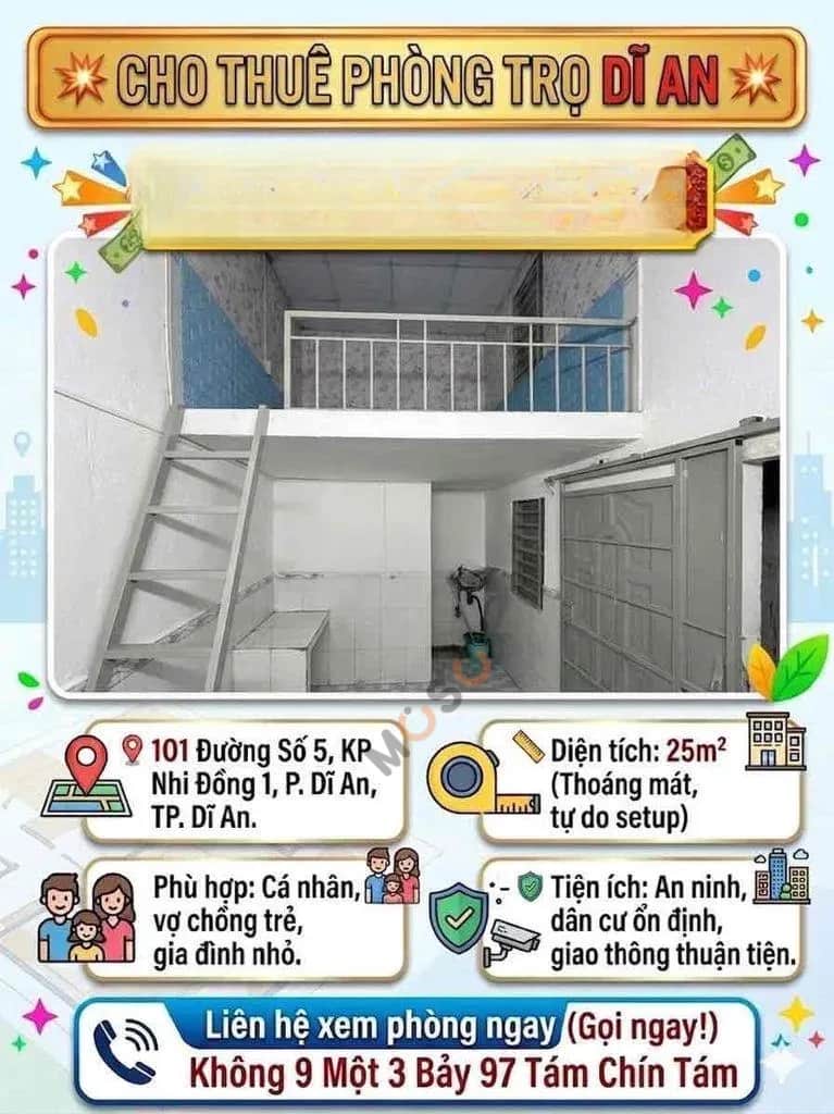 Cho thuê phòng trọ Đường V Thành phố Dĩ An, TP.HCM – giá 1.3 triệu Cho thuê phòng trọ Đường V Thành phố Dĩ An, TP.HCM – giá 1.3 triệu