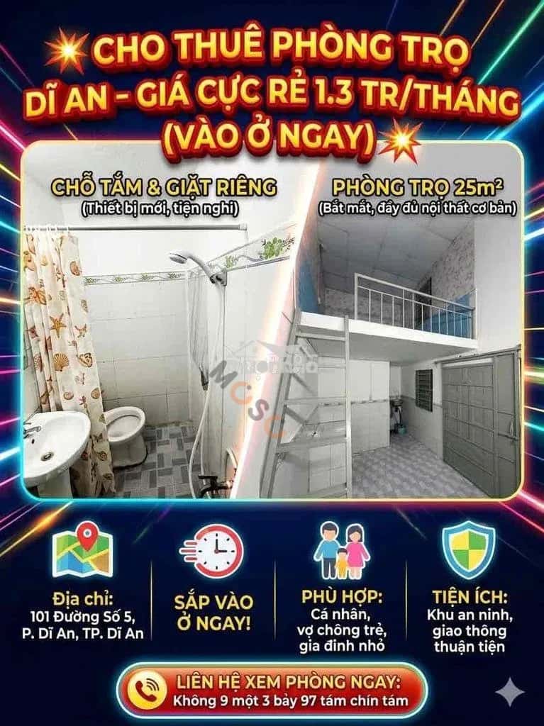 Cho thuê phòng trọ Đường V Thành phố Dĩ An, TP.HCM – giá 1.3 triệu — Hình 2 Cho thuê phòng trọ Đường V Thành phố Dĩ An, TP.HCM – giá 1.3 triệu — Hình 2