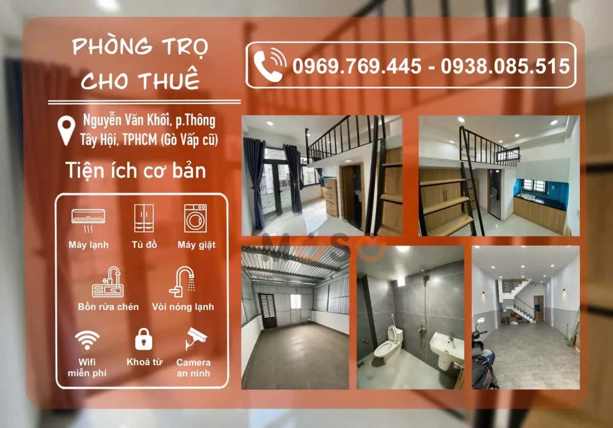 Cho thuê BĐS khác Nguyễn Văn Khối Gò Vấp, TP.HCM – 1 phòng ngủ, giá 3.7 triệu