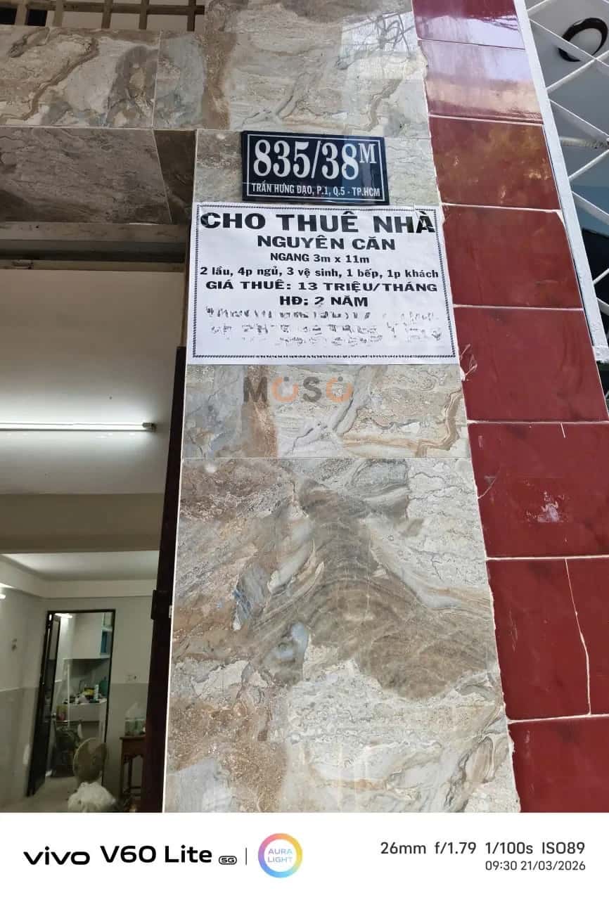 Cho thuê nhà hẻm Trần Hưng Đạo Quận 5, TP.HCM – 4 phòng ngủ, giá 13 triệu Cho thuê nhà hẻm Trần Hưng Đạo Quận 5, TP.HCM – 4 phòng ngủ, giá 13 triệu