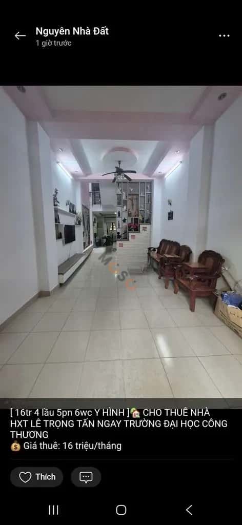 Cho thuê nhà hẻm Lê Trọng Tấn Tân Phú, Ho Chi Minh – 5 phòng ngủ, giá 15 triệu