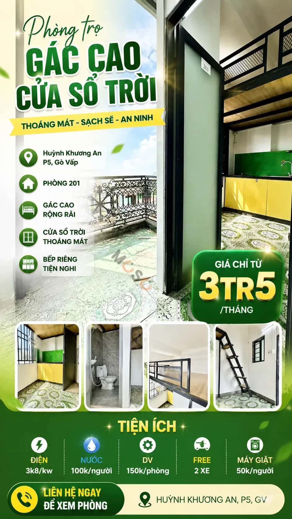 Cho thuê phòng trọ Huỳnh Khương An An Nhơn, TP.HCM – 1 phòng ngủ, giá 1.4 triệu Cho thuê phòng trọ Huỳnh Khương An An Nhơn, TP.HCM – 1 phòng ngủ, giá 1.4 triệu