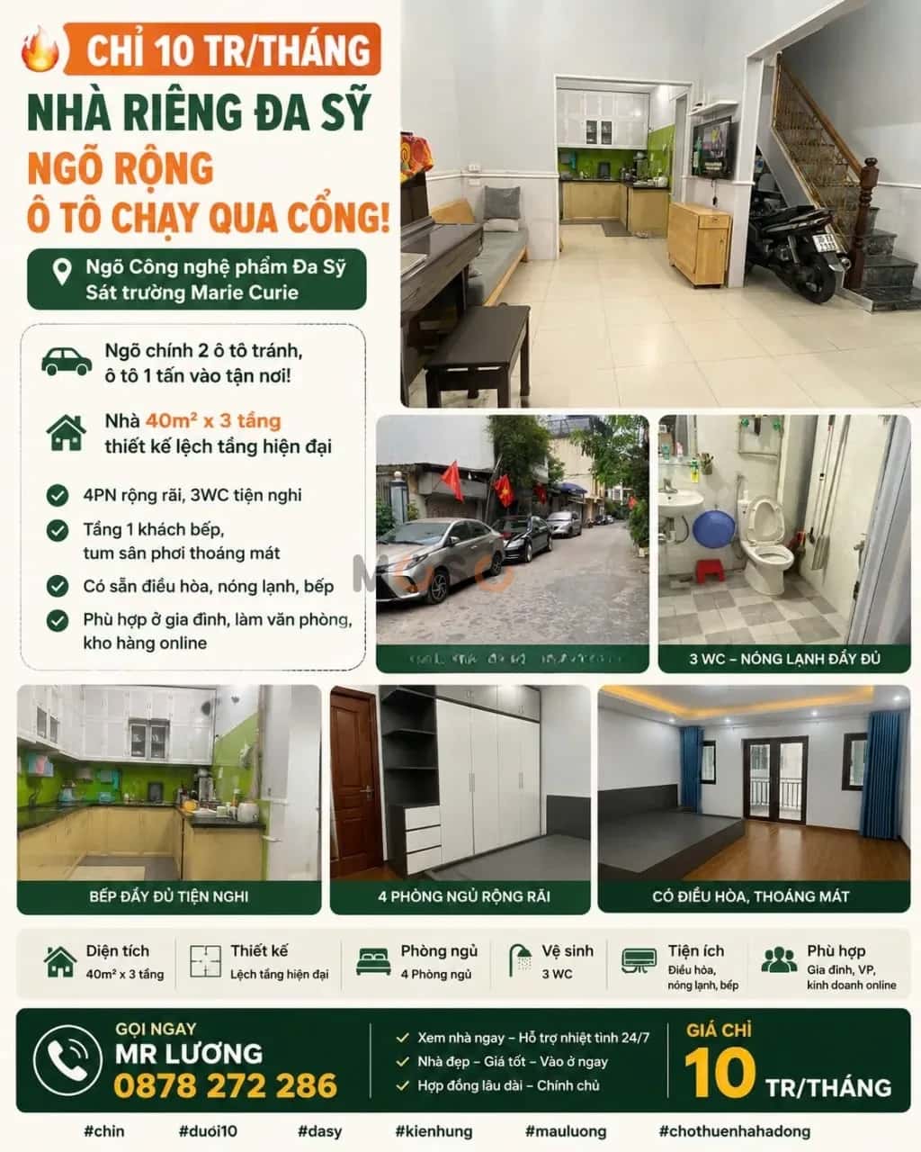 Cho thuê nhà hẻm Ngô Thì Nhậm Hà Đông, Hà Nội – 4 phòng ngủ, giá 10 triệu — Hình 3