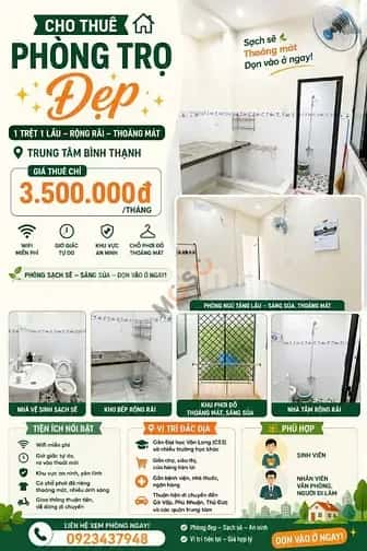 Cho thuê phòng trọ Đường Phạm Văn Đồng Quận Bình Thạnh, TP.HCM – giá 3.5 triệu