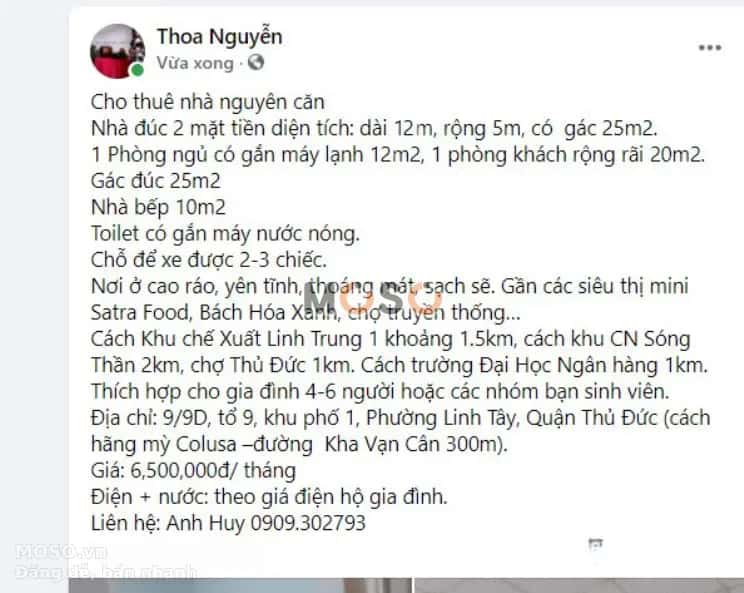 Cho thuê nhà hẻm Thủ Đức, TP.HCM – 1 phòng ngủ, giá 6.5 triệu - ảnh 1