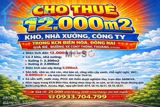 Cho thuê BĐS khác Quốc lộ 1A Thành phố Biên Hoà, Đồng Nai – giá 650 triệu - ảnh 12