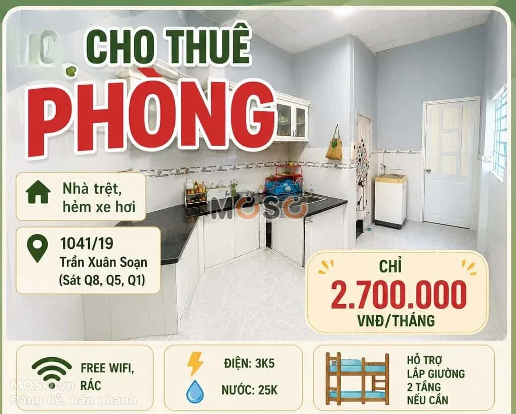 Cho thuê phòng trọ Đường Trần Xuân Soạn Tân Hưng, TP.HCM – 2 phòng ngủ, giá 2.7 triệu - ảnh 4