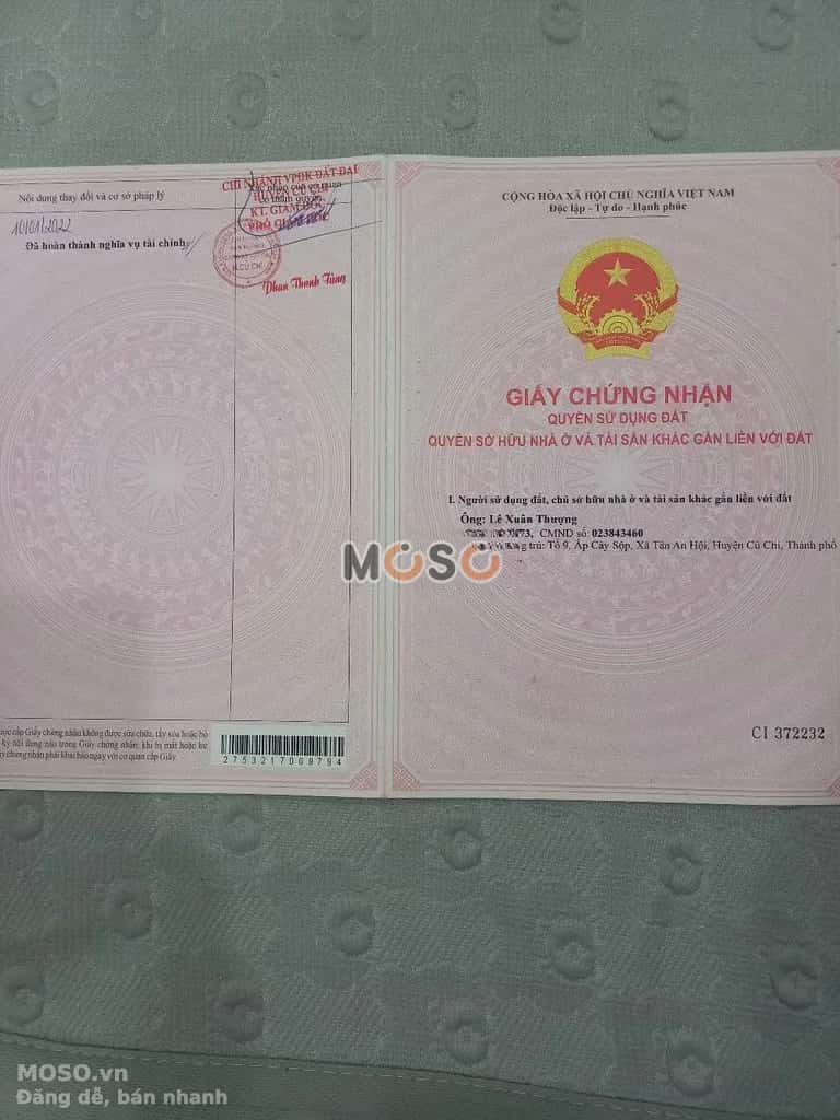 Bán đất Hương lộ 2 Huyện Củ Chi, TP.HCM – giá 3 tỷ - ảnh 1